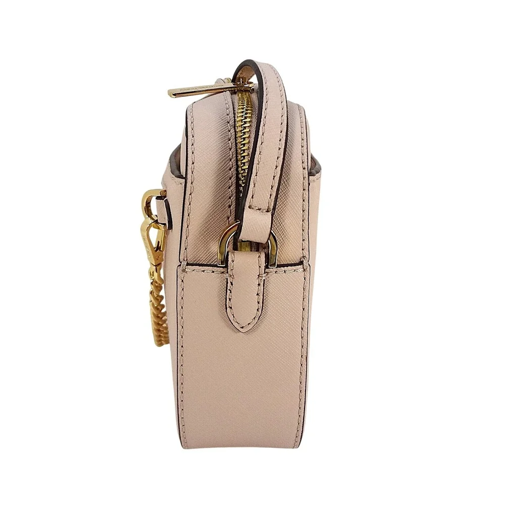 Michael Kors Jet Set Saffiano Leather Crossbody Bag Pale Pink Gold Chain Accent - Picture 4 of 8